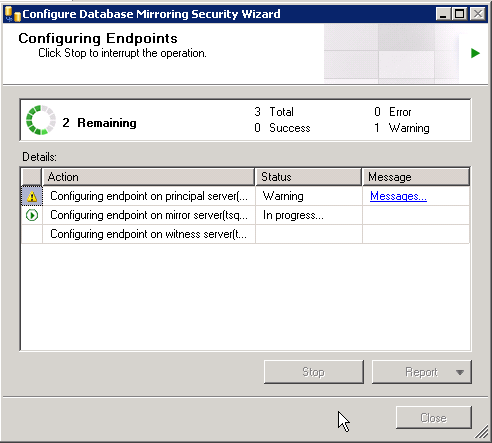 Plataforma de SQL en Espejo con testigo